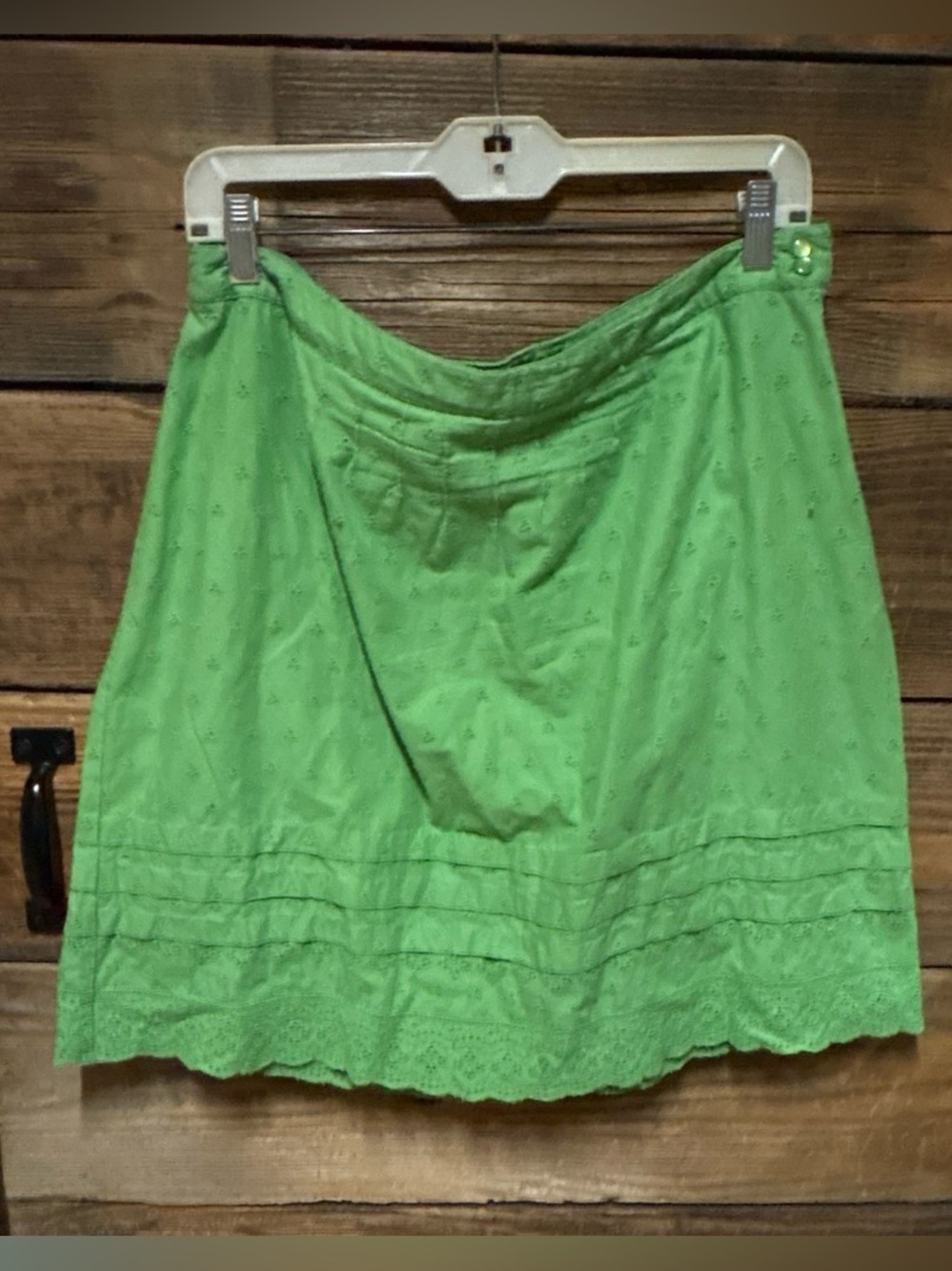 Women's Green Eyelet Cotton Skirt